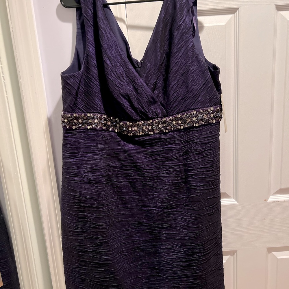 Eliza J Formal Purple Cocktail Dress with Beaded Belt-Bridal, Evening